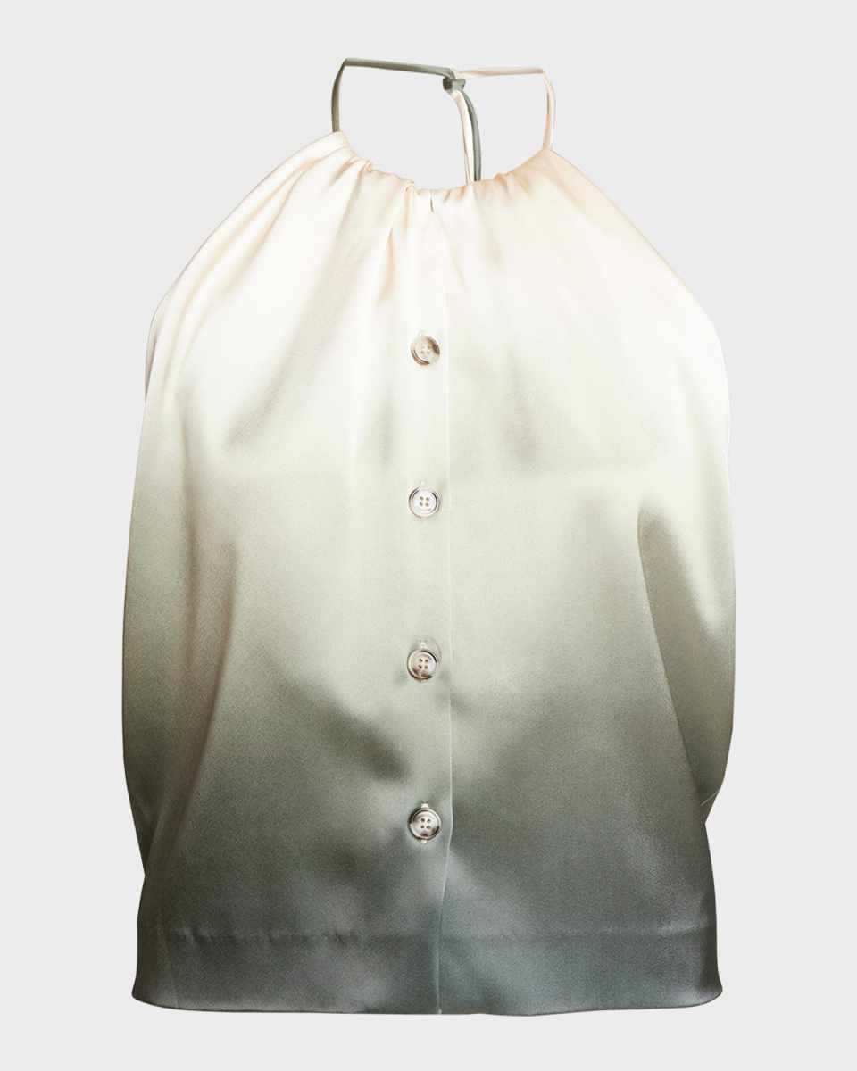 Keja Button-Front Satin Halter Top